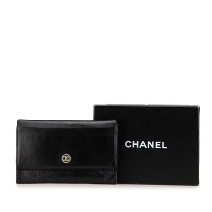 Black Chanel Calfskin CC Compact Wallet
