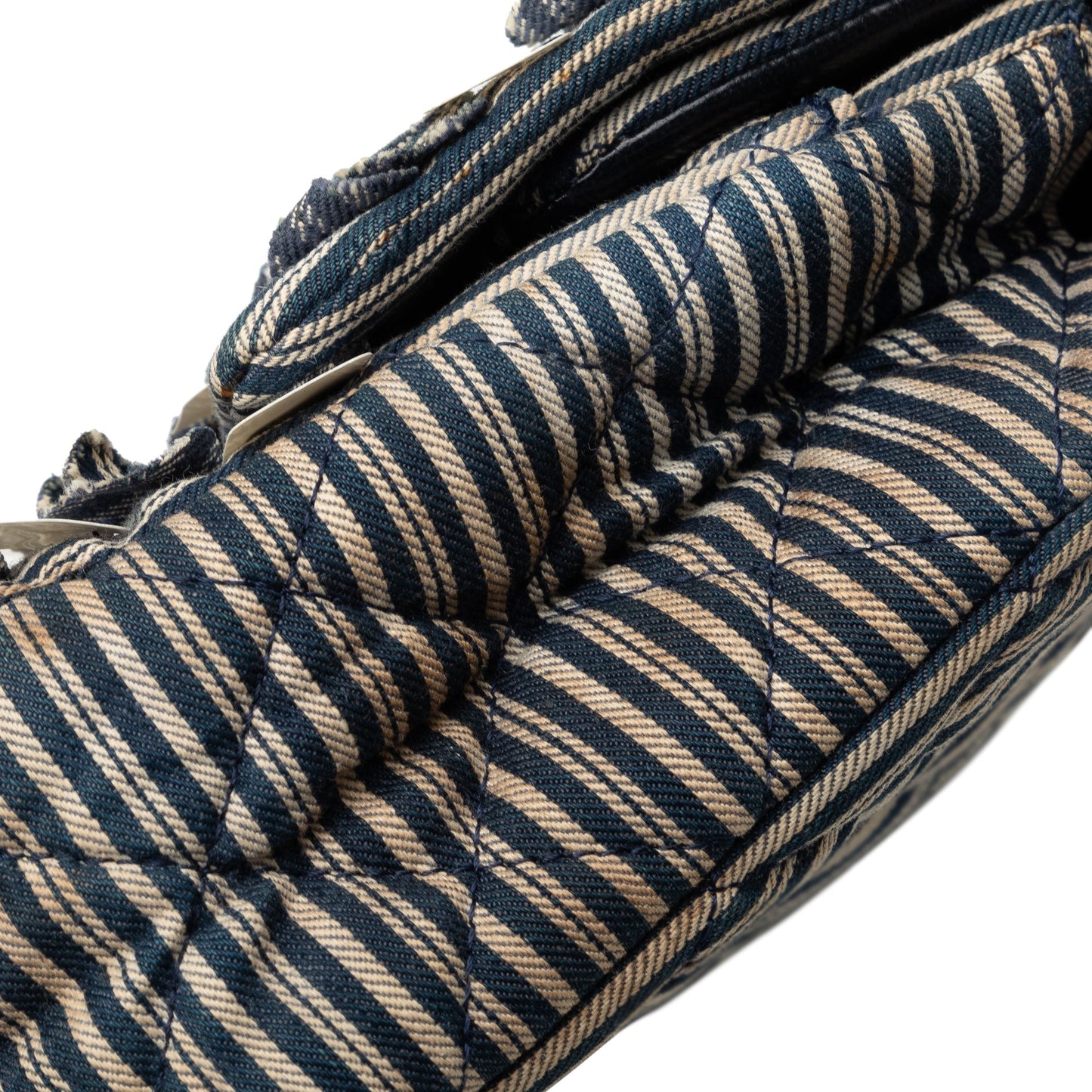 Chanel Sac Medium Cotton Striped Double Flap