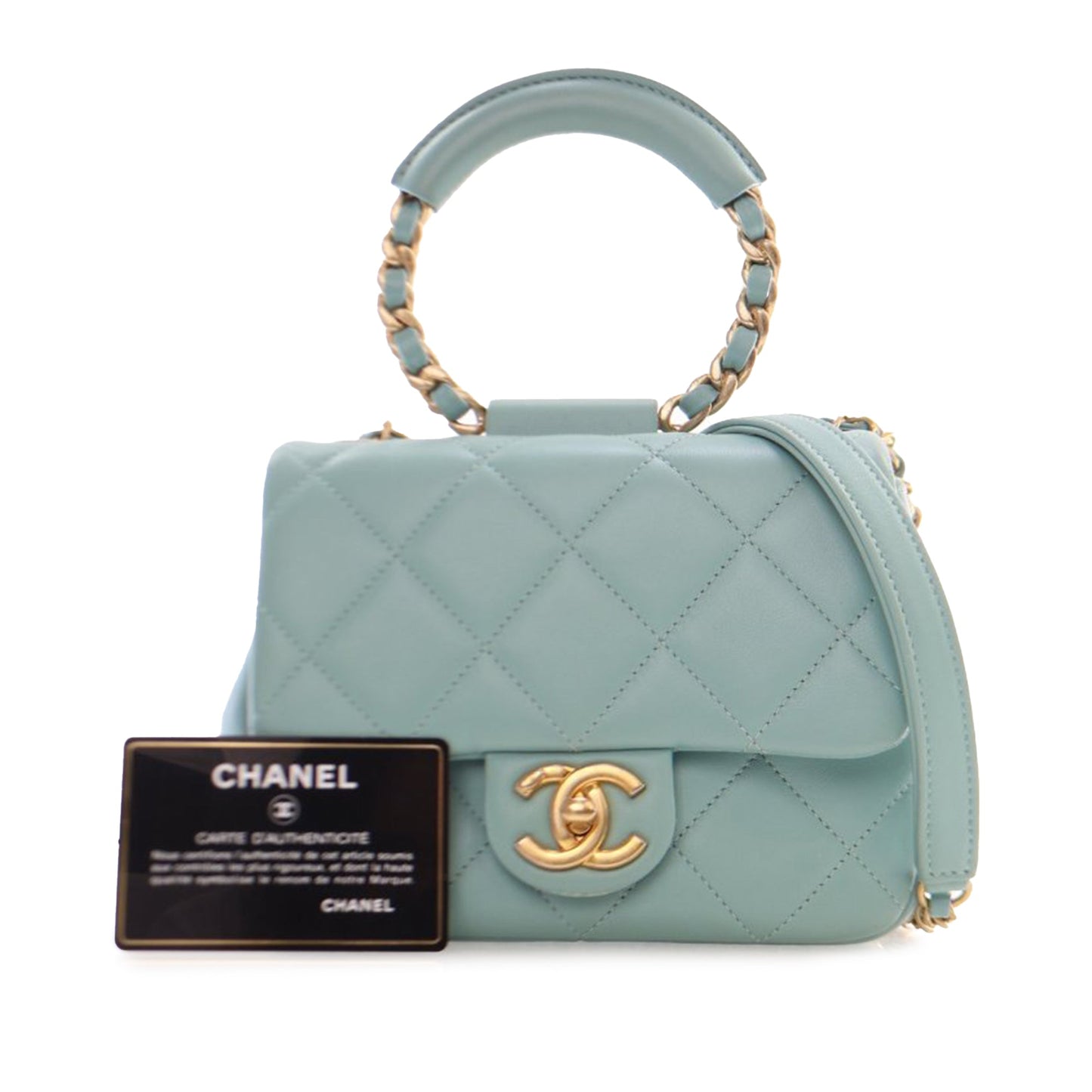 Blue Chanel Mini Lambskin In The Loop Flap Satchel
