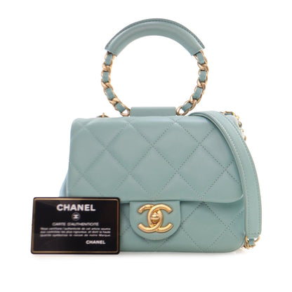 Blue Chanel Mini Lambskin In The Loop Flap Satchel