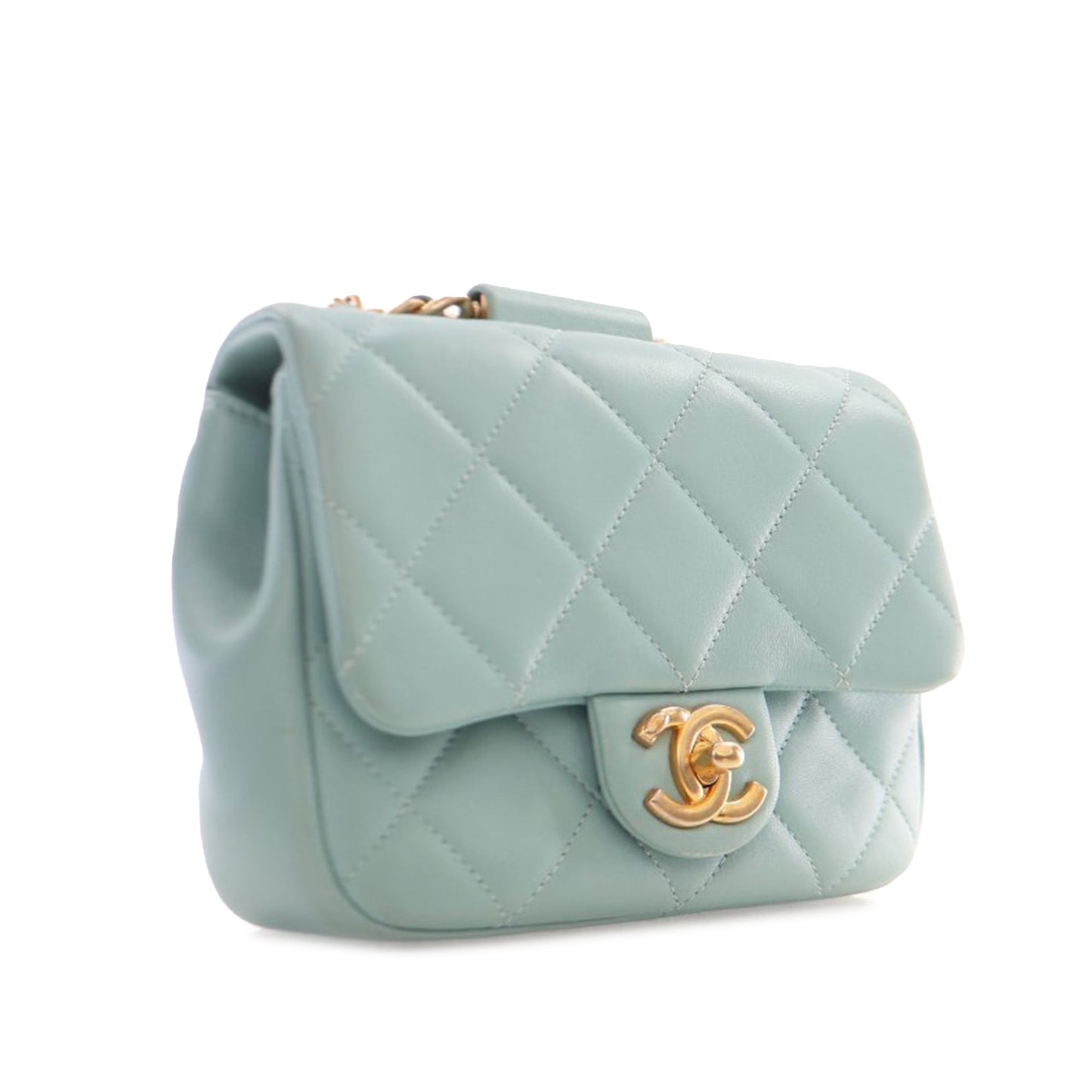 Blue Chanel Mini Lambskin In The Loop Flap Satchel