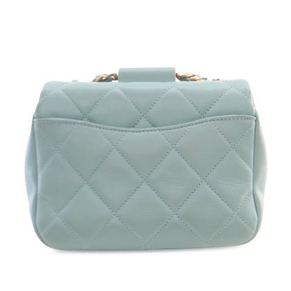 Blue Chanel Mini Lambskin In The Loop Flap Satchel