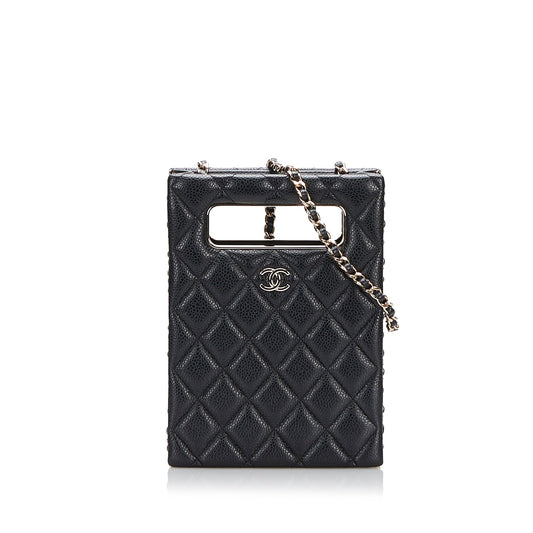 Chanel Sac Mini Caviar Chain Around Cut Out Evening Bag