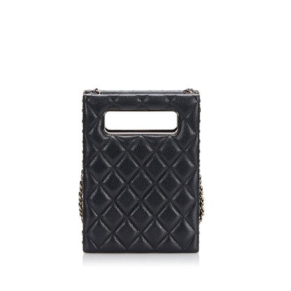 Chanel Sac Mini Caviar Chain Around Cut Out Evening Bag