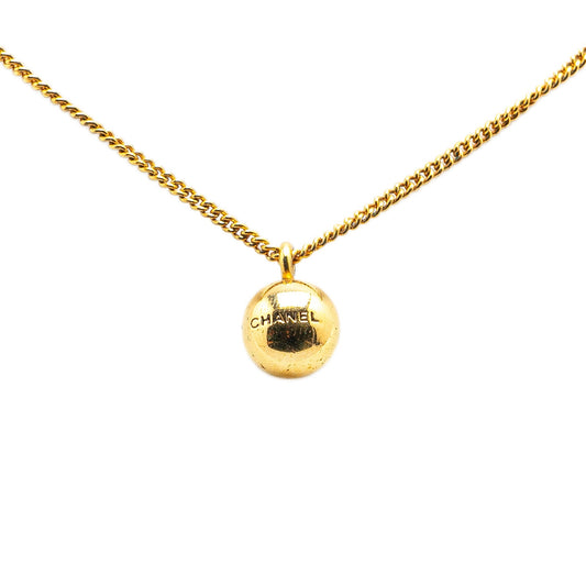 Gold Chanel Gold Plated Sphere Charm Pendant Necklace