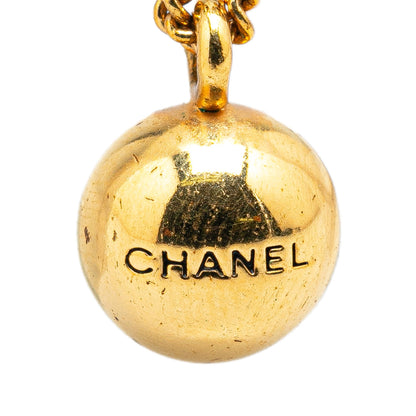 Gold Chanel Gold Plated Sphere Charm Pendant Necklace