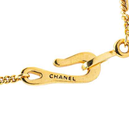 Gold Chanel Gold Plated Sphere Charm Pendant Necklace