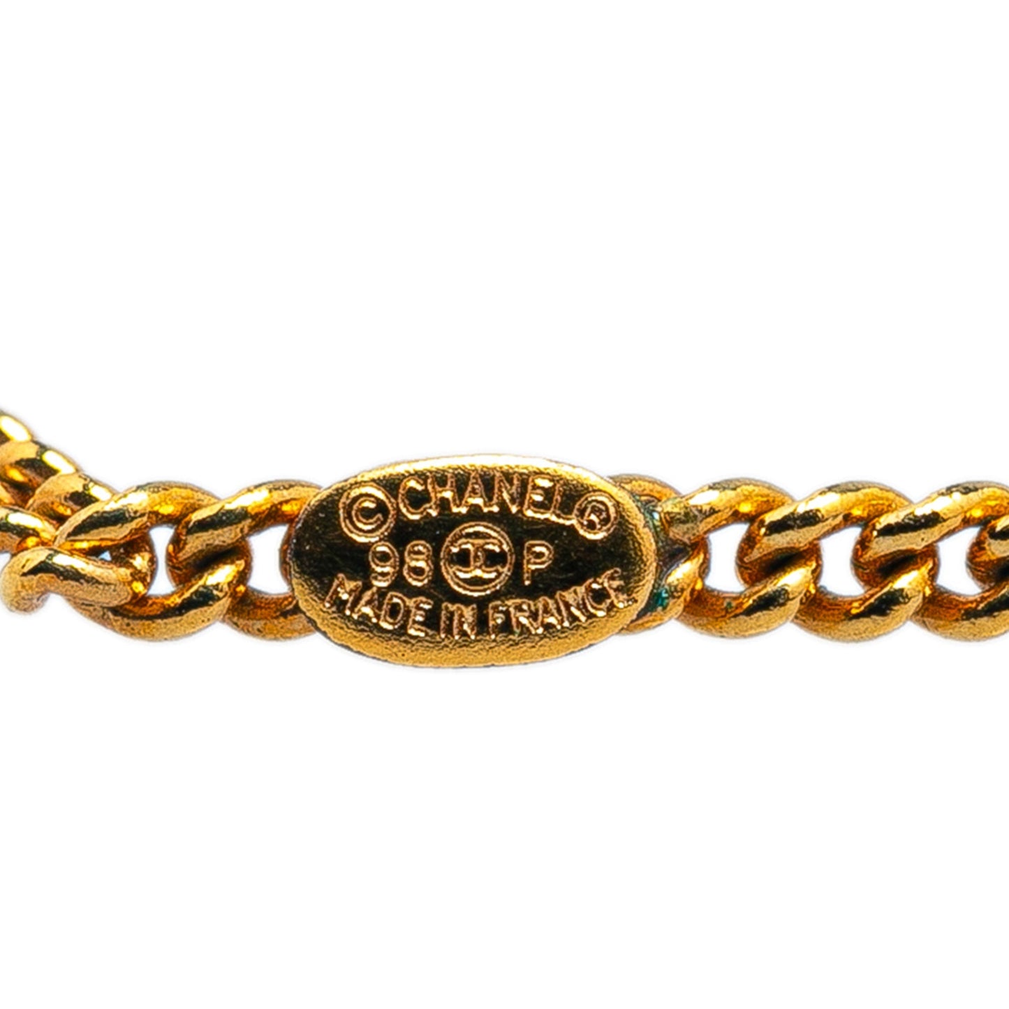 Gold Chanel Gold Plated Sphere Charm Pendant Necklace