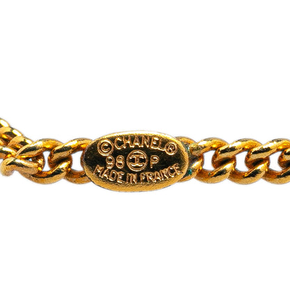 Gold Chanel Gold Plated Sphere Charm Pendant Necklace