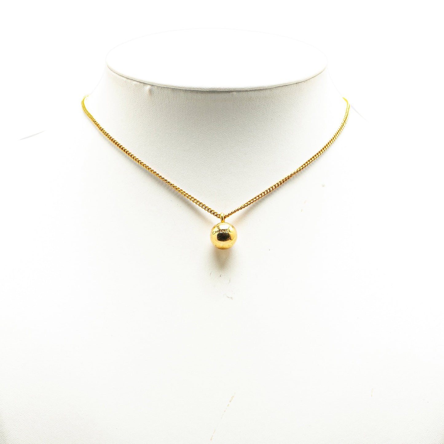 Gold Chanel Gold Plated Sphere Charm Pendant Necklace