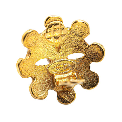 Gold Chanel Gold Plated CC Flower Clip On Earrings