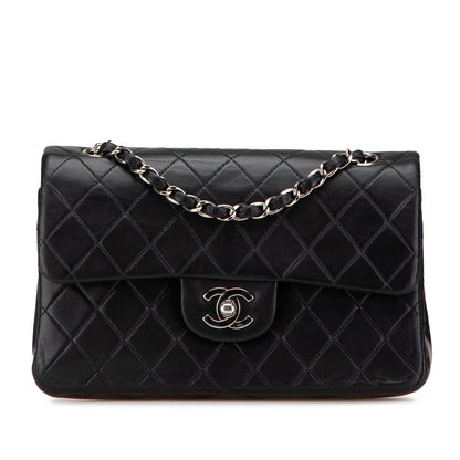 Black Chanel Small Classic Lambskin Double Flap Shoulder Bag