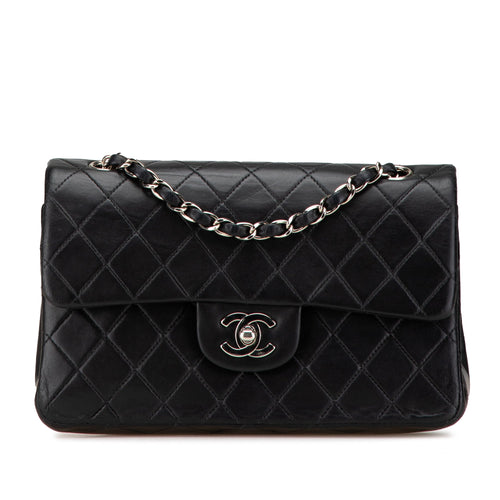 Black Chanel Small Classic Lambskin Double Flap Shoulder Bag