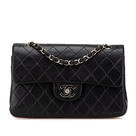 Black Chanel Small Classic Lambskin Double Flap Shoulder Bag