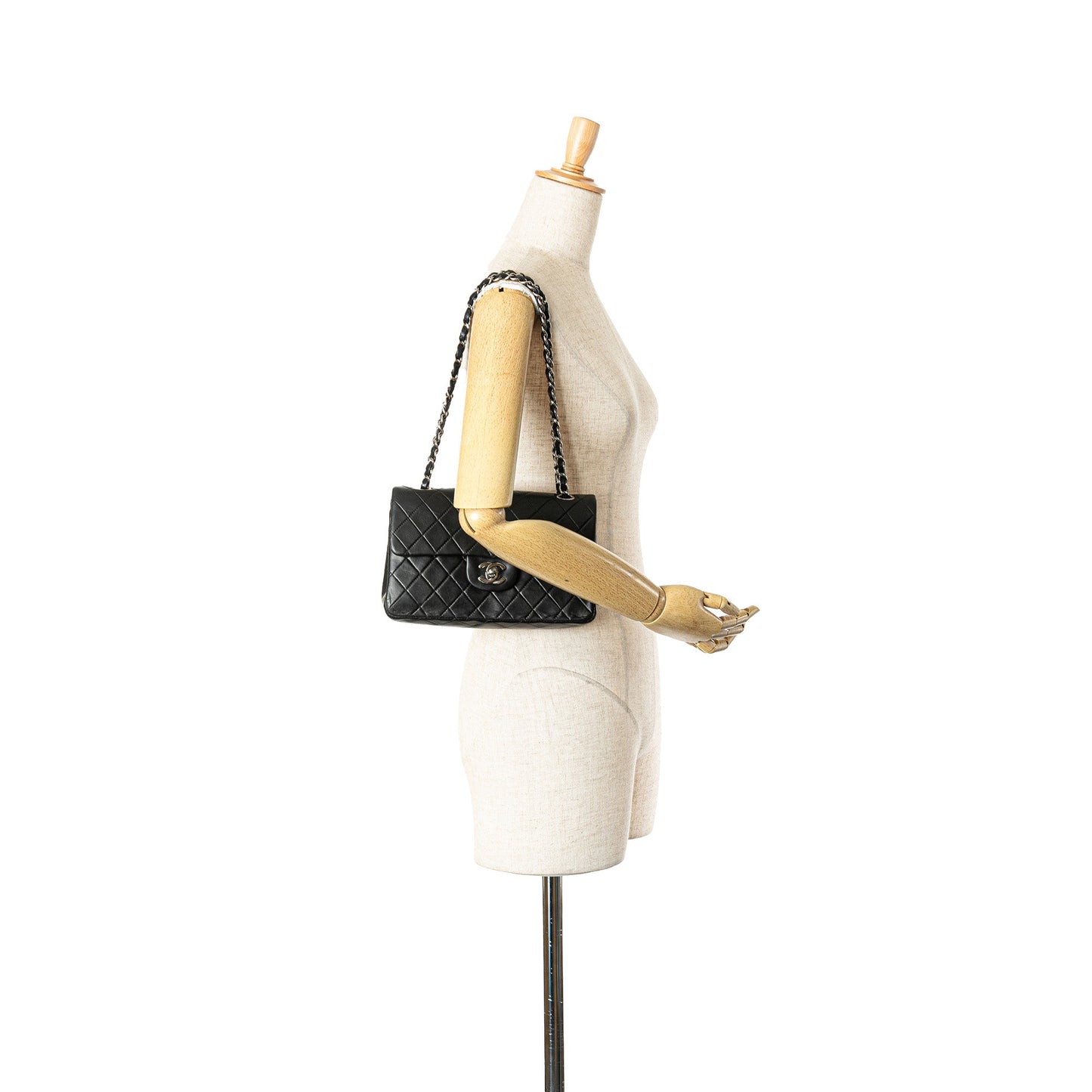 Black Chanel Small Classic Lambskin Double Flap Shoulder Bag