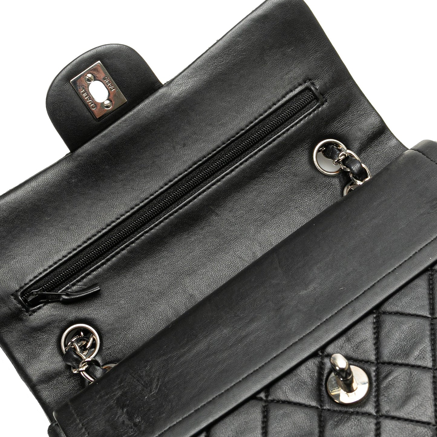Black Chanel Small Classic Lambskin Double Flap Shoulder Bag