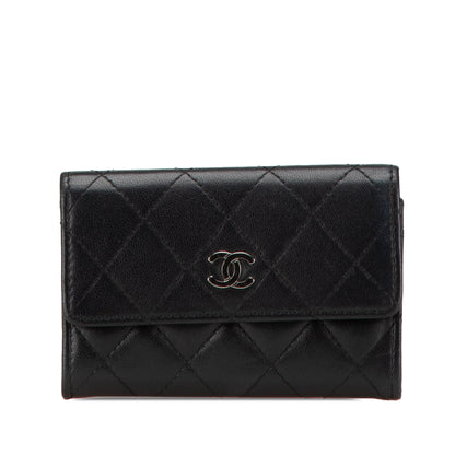 Black Chanel CC Quilted Lambskin Card Holder
