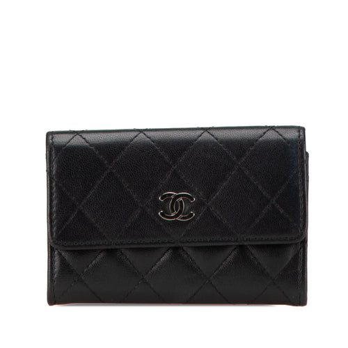 Black Chanel CC Quilted Lambskin Card Holder