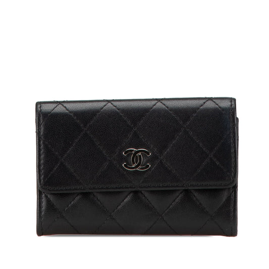 Black Chanel CC Quilted Lambskin Card Holder