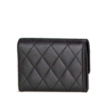 Black Chanel CC Quilted Lambskin Card Holder