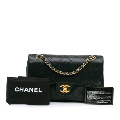 Black Chanel Small Classic Lambskin Double Flap Shoulder Bag