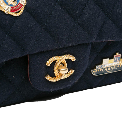 Blue Chanel Mini Rectangular Classic Jersey Sailor Single Flap Crossbody Bag