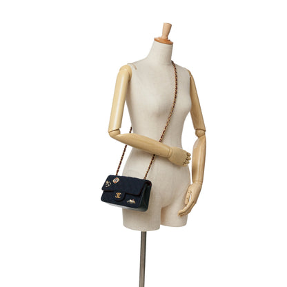 Blue Chanel Mini Rectangular Classic Jersey Sailor Single Flap Crossbody Bag