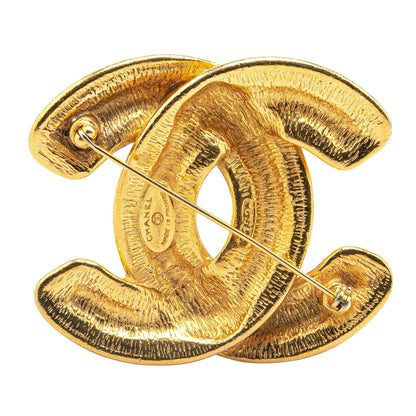 Gold Chanel Gold Plated CC Quilted Brooch