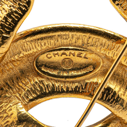 Gold Chanel Gold Plated CC Quilted Brooch