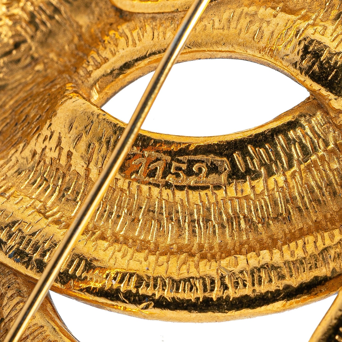 Gold Chanel Gold Plated CC Quilted Brooch