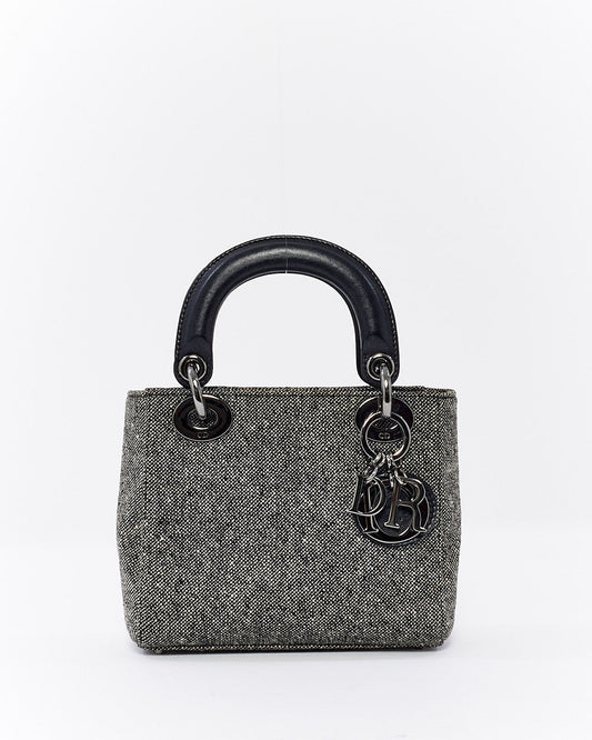 Dior Vintage Black Tweed Mini Lady Dior Tote - NO STRAP
