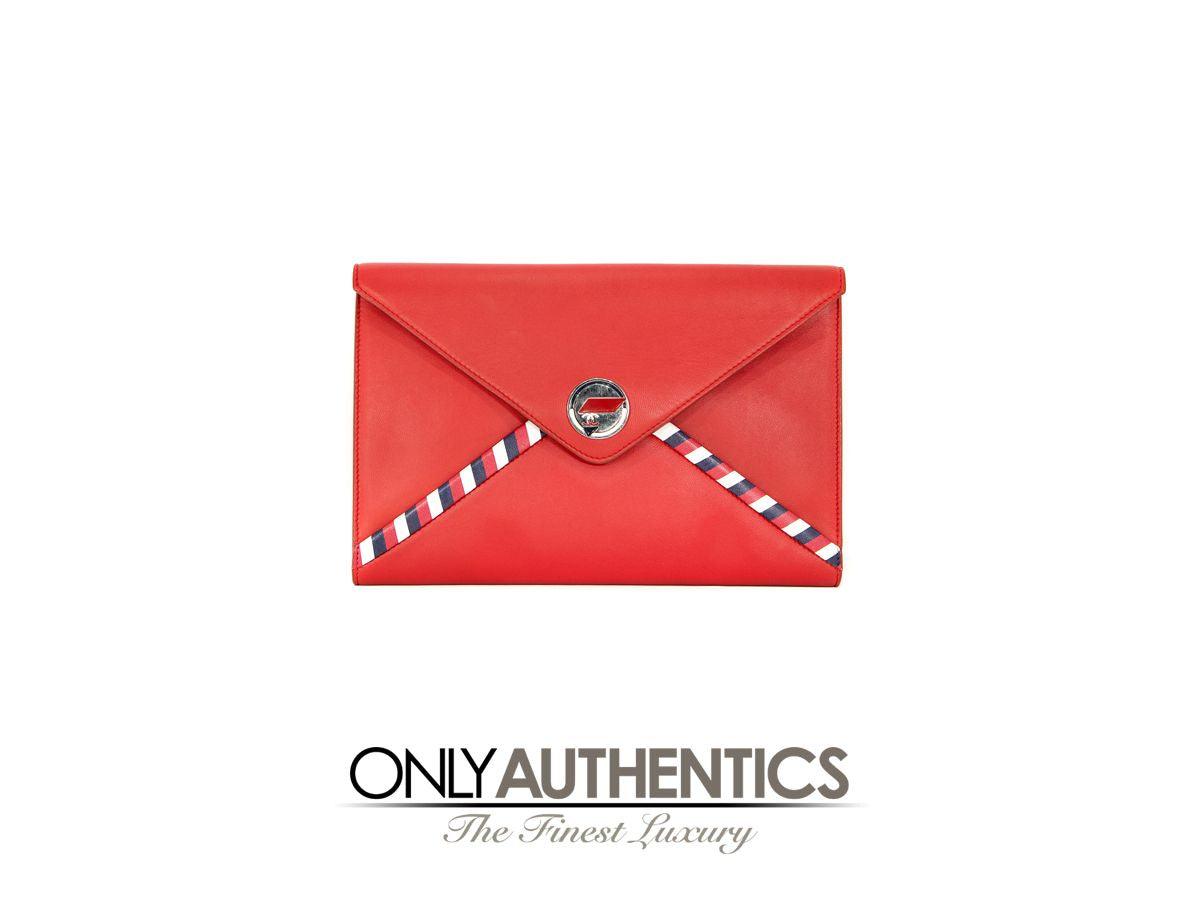 Chanel Red Lambskin Airlines Envelope Clutch