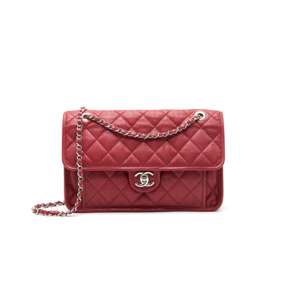 Chanel Cavier Flap Bag Red SHW