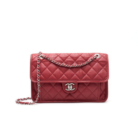 Chanel Cavier Flap Bag Red SHW