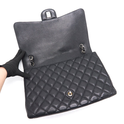 Chanel Cavier Classic Maxi Single Flap bag Black SHW