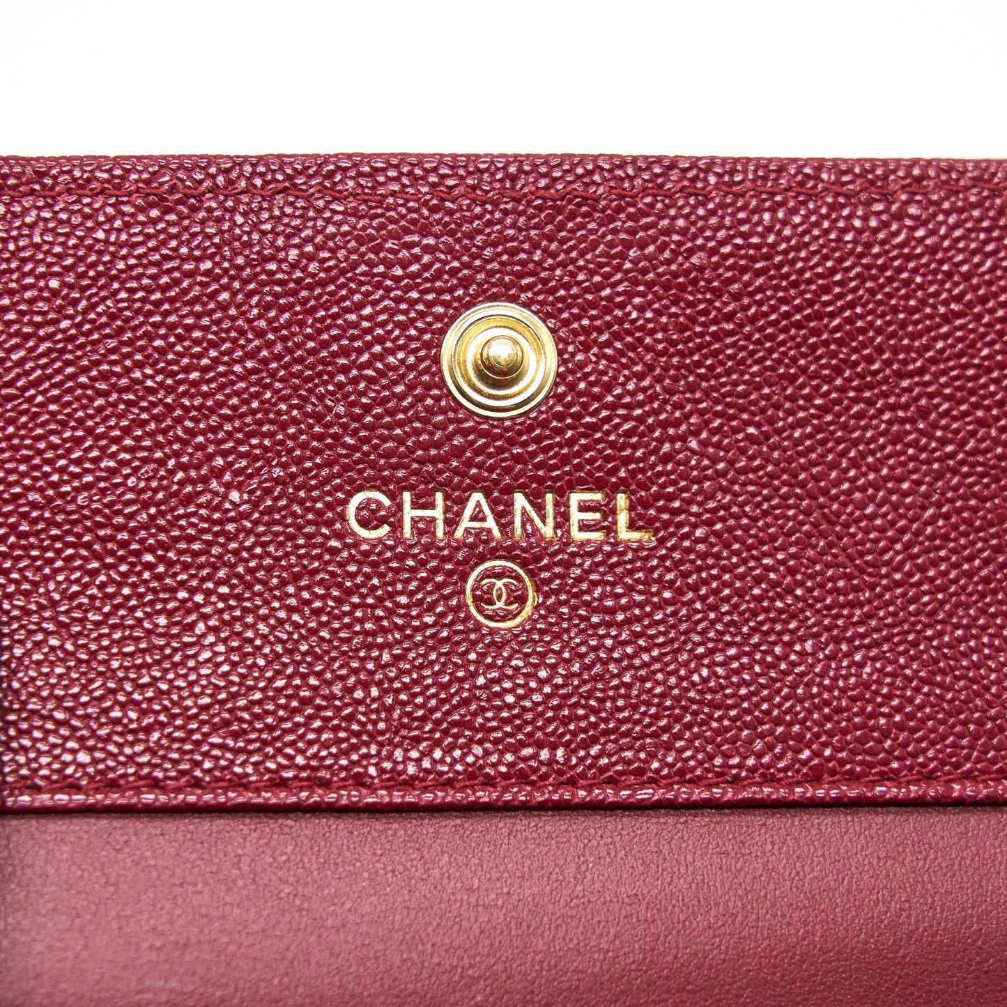 Chanel Caviar Chevron Quilted Boy Compact Wallet Red