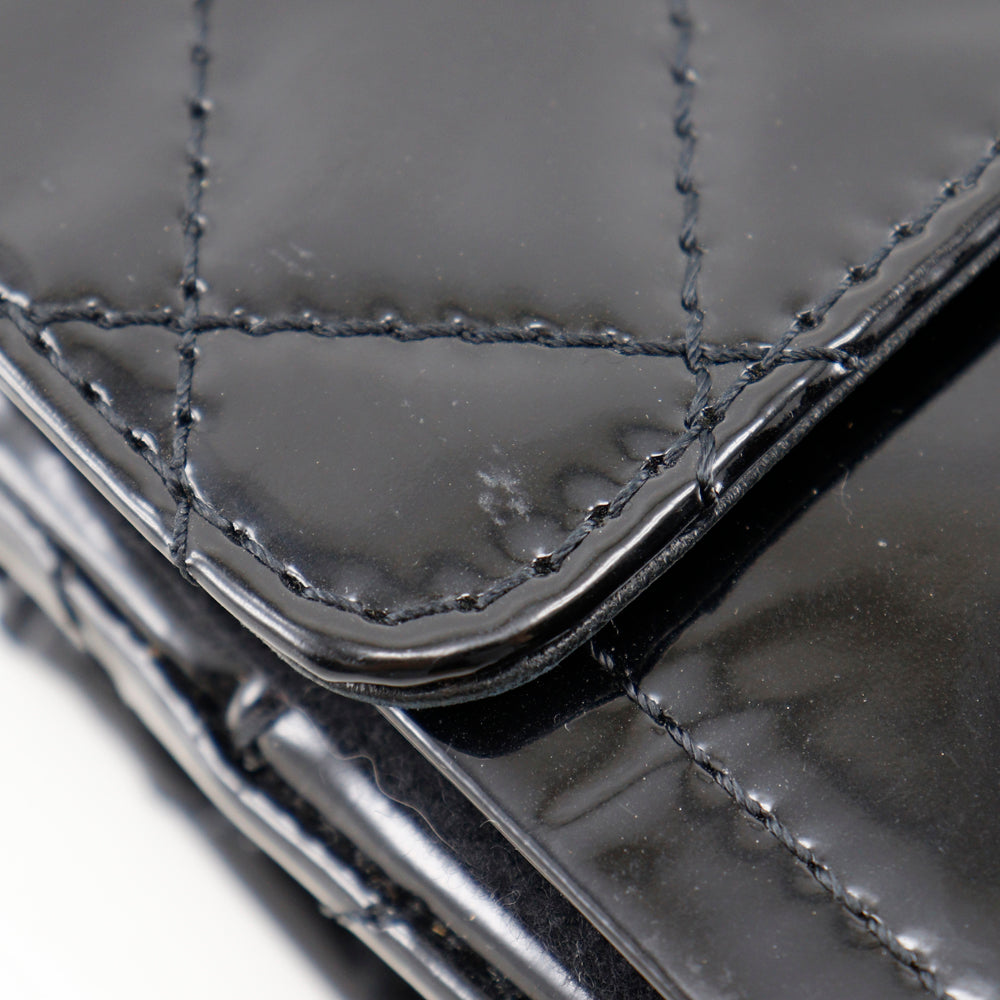 Chanel CC Quilted Patent Leather Double Flap Bag Enamel Shoulder Bag in New Condition