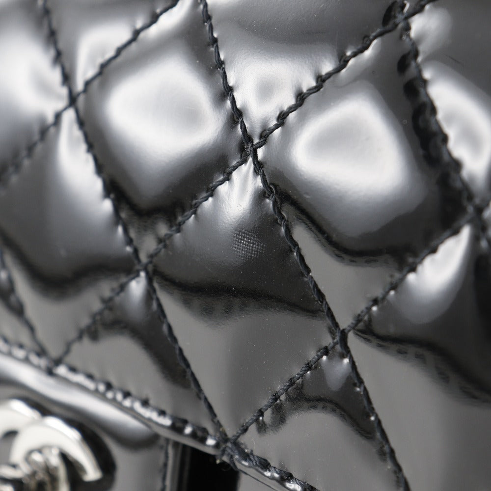 Chanel CC Quilted Patent Leather Double Flap Bag Enamel Shoulder Bag in New Condition