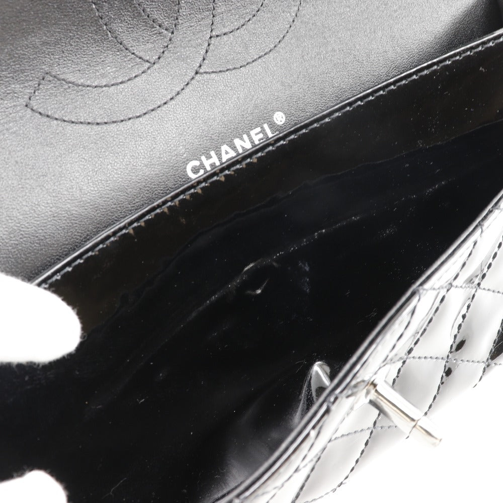 Chanel CC Quilted Patent Leather Double Flap Bag Enamel Shoulder Bag in New Condition