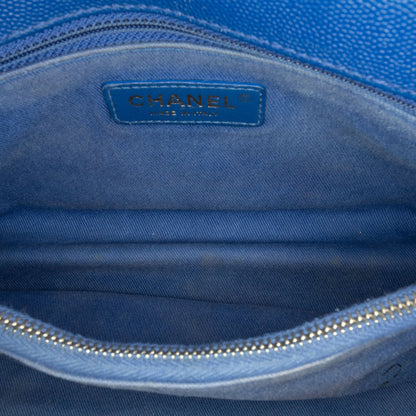 Blue Chanel Small Caviar Chevron Coco Top Handle Bag Satchel