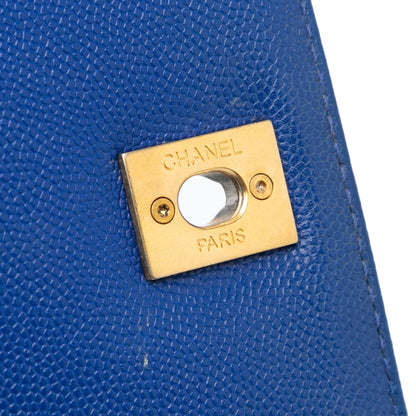 Blue Chanel Small Caviar Chevron Coco Top Handle Bag Satchel