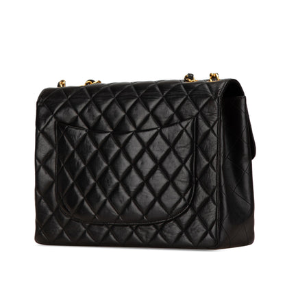 Black Chanel Jumbo Classic Lambskin Single Flap Shoulder Bag