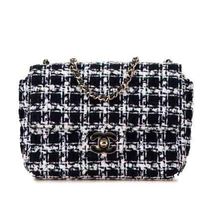 Black Chanel Mini Tweed Resin Heart Flap Crossbody Bag