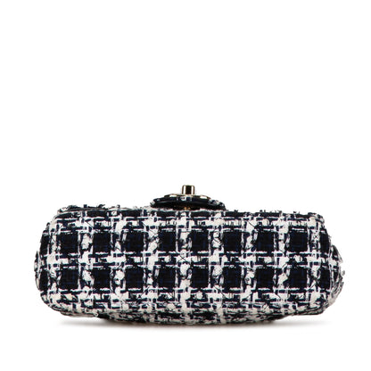 Black Chanel Mini Tweed Resin Heart Flap Crossbody Bag