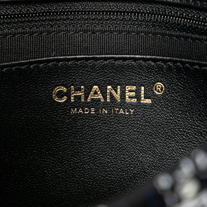 Black Chanel Mini Tweed Resin Heart Flap Crossbody Bag
