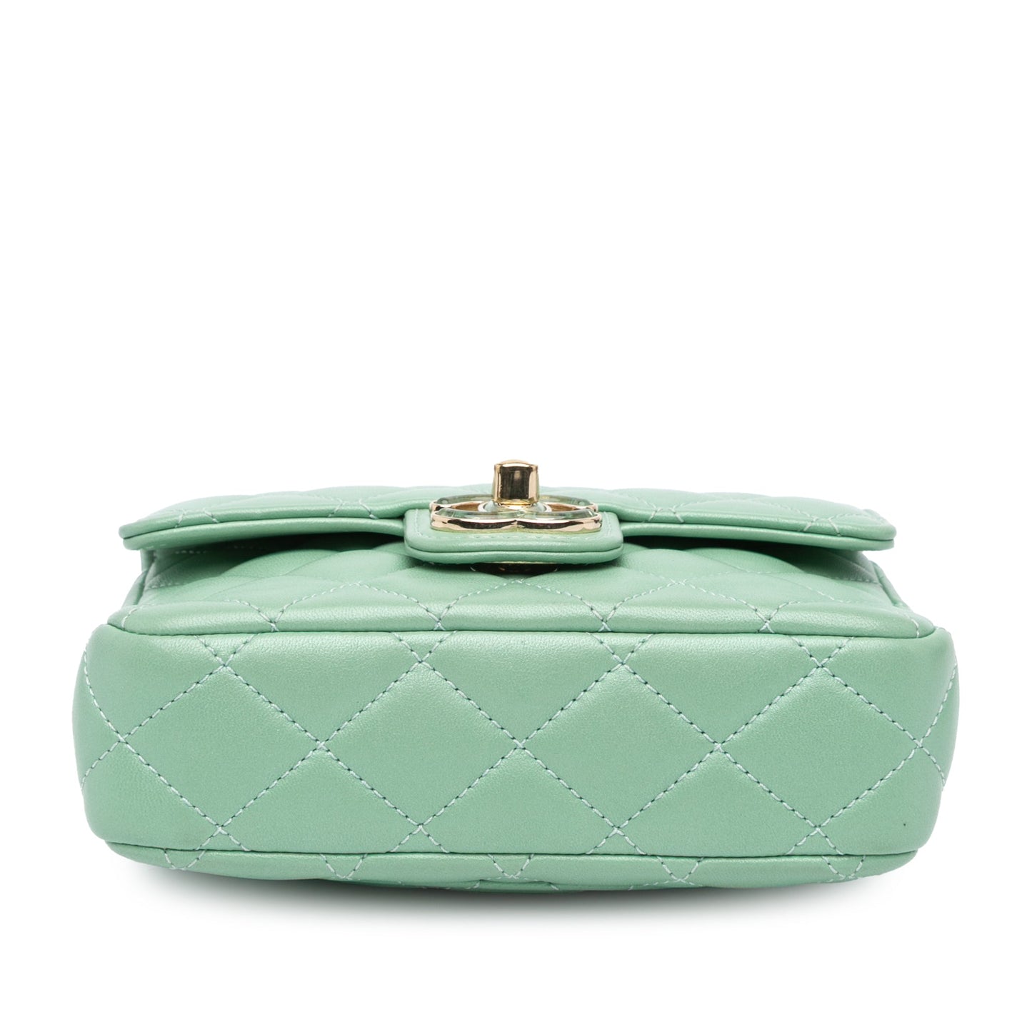 Green Chanel Mini Square Lambskin Candy Hearts Flap Crossbody Bag