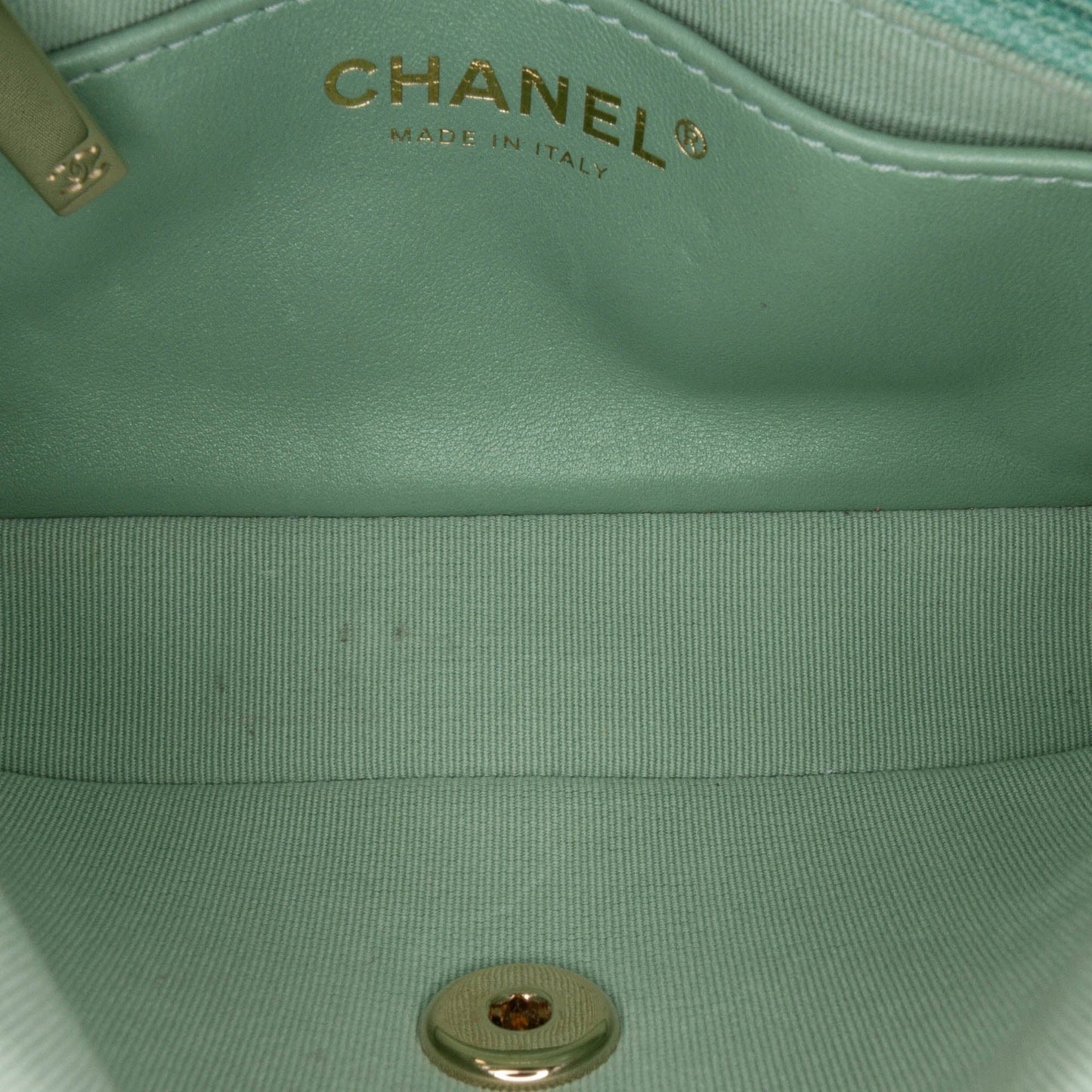 Green Chanel Mini Square Lambskin Candy Hearts Flap Crossbody Bag