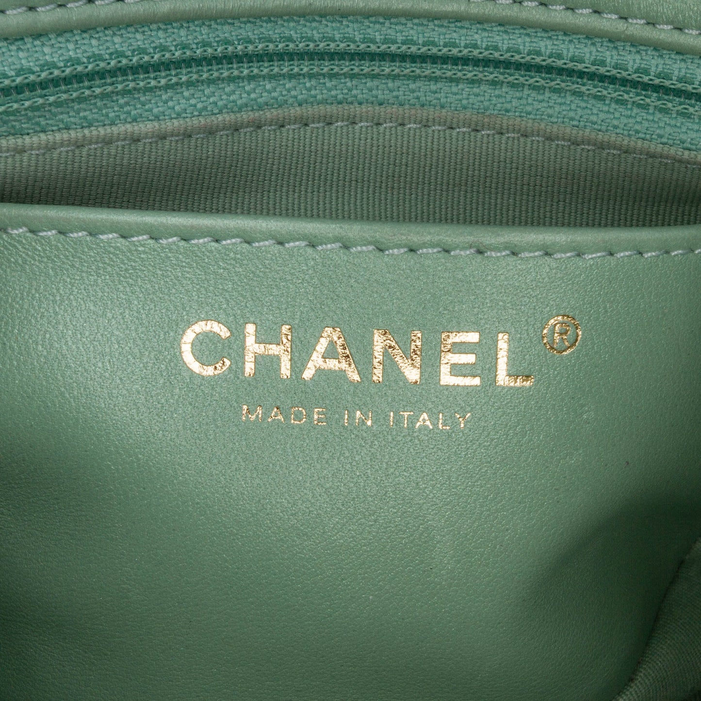 Green Chanel Mini Square Lambskin Candy Hearts Flap Crossbody Bag