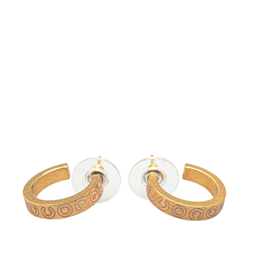 Gold Chanel Gold Plated Coco Push Back Earrings