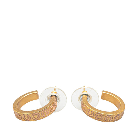 Gold Chanel Gold Plated Coco Push Back Earrings